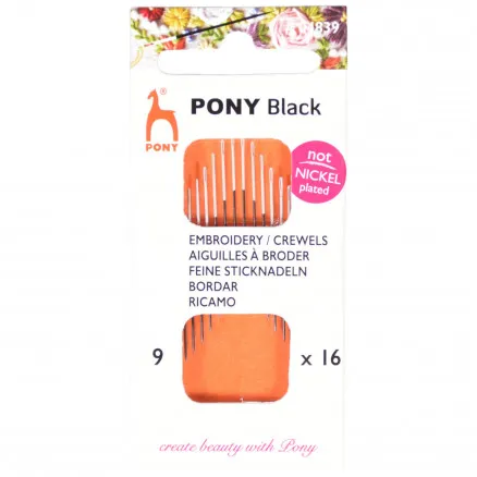 Pony Black -kirjontaneulat Koko 9 - 16 kpl